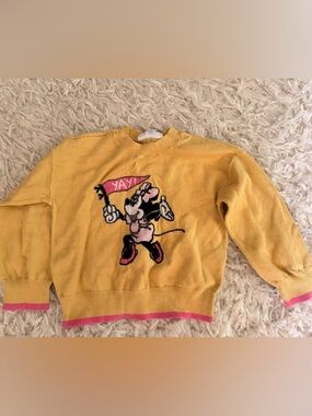 Disney Yellow Toddler Knit Sweater with Minnie Graphic Accents